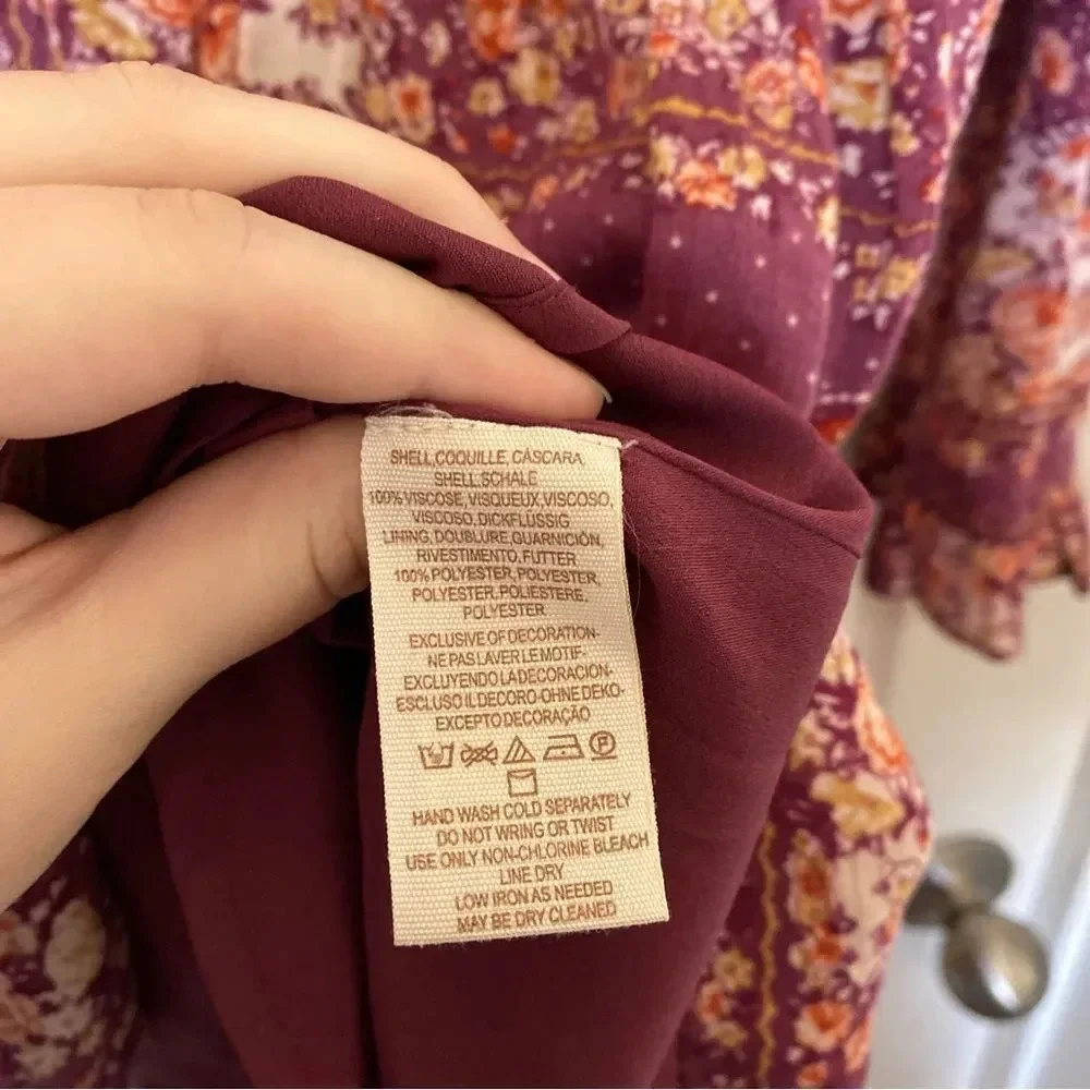 FREE PEOPLE Bridget Dress Size Small Floral Boho Berry